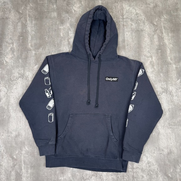 OnlyNY Hoodie Men's Small Blue Spell Out Sweatshirt Rap New York City Recycles - Picture 3 of 10